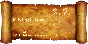 Kubinyi Iván névjegykártya